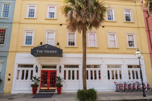 Exterior view of The Vendue hotel.