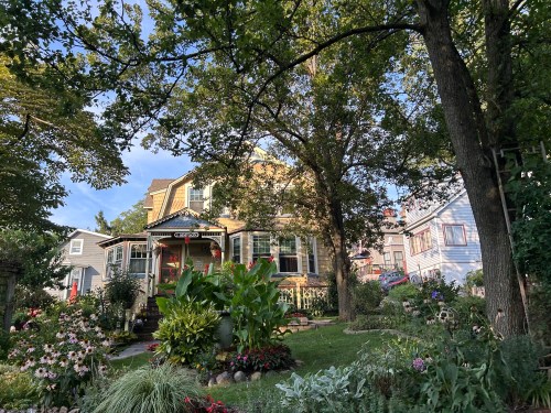 Victorian house with lush gardens in Mount Tabor, New Jersey