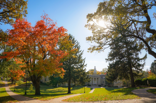 Ripon College in the fall with fall foliage