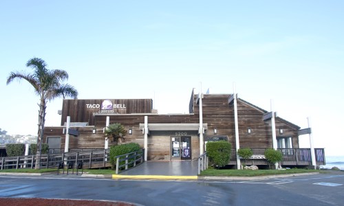 Taco Bell Cantina on the beach in Pacifica, California.
