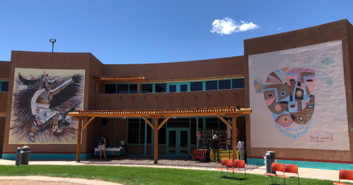 The colorful facade of the Indian Pueblo Cultural Center