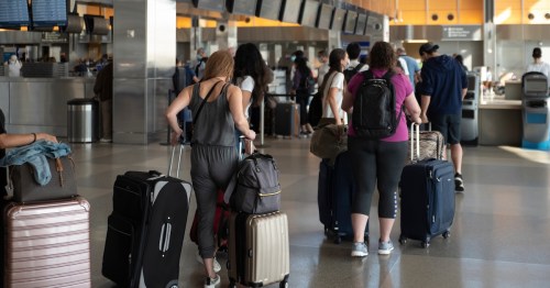 Long line at airport security