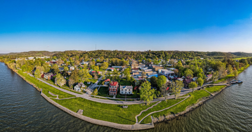 An aerial view of Augusta Kentucky.