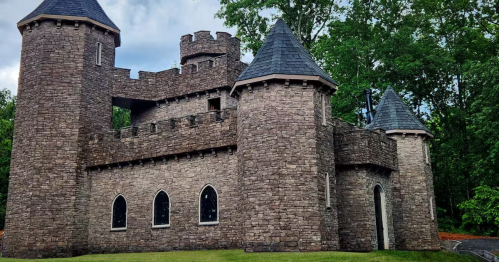 The exterior of a castle Airbnb in Georgia.