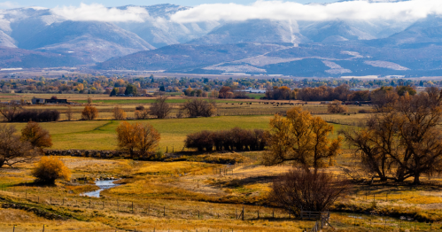 Looking toward Mount Pleasant, Utah, on an autumn day.