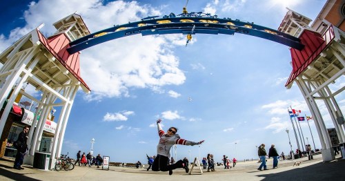 The iconic sign for the boardwalk at Ocean City, a tourist trap destination in Maryland.