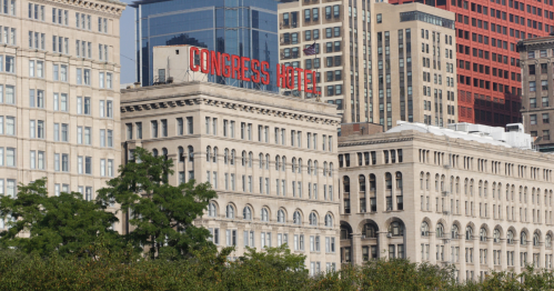 The Congress Plaza Hotel seen from across the street.