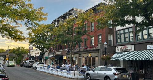 A picturesque downtown street in Madison, NJ