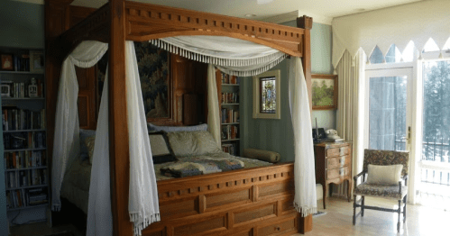 Old-fashioned master bedroom in New Hampshire castle