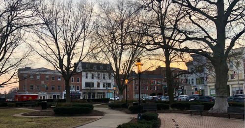 Sunset in downtown Morristown, New Jersey