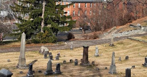 Headstones in a cemetery.