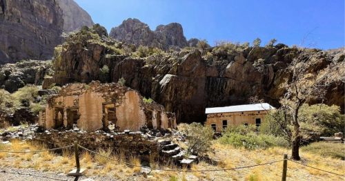 An abandoned building and ruins along a haunted hiking trail in New Mexico