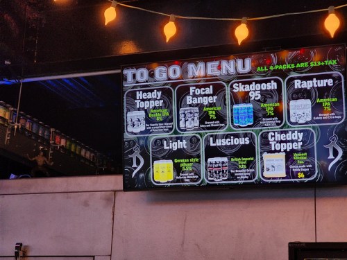 Menu of what's on tap at the Alchemist