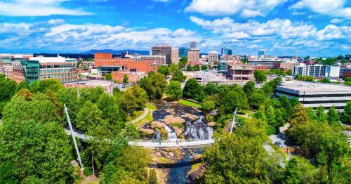 Aerial view of Greenville, SC