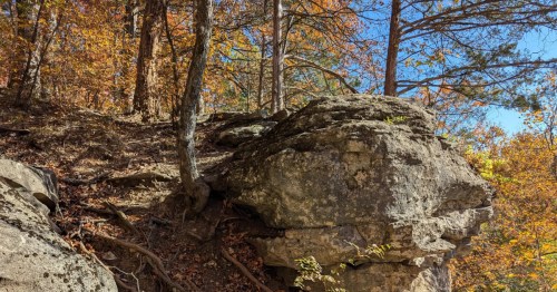A rock overlook along the Gans Creek Trail