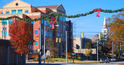 Downtown Walhalla, South Carolina, during Christmastime.