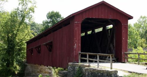 A red barn bridge