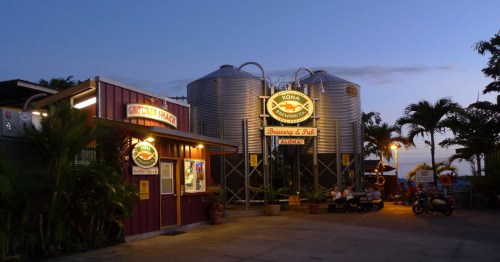 Exterior view of brewery silos