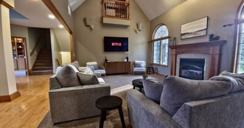 Living room at the Modern Viking Castle in North Dakota