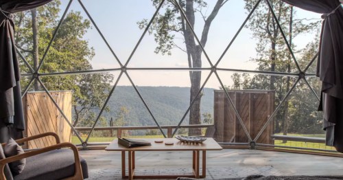 The view from an Airbnb in Tennessee overlooking the mountains.