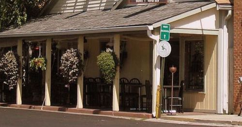 A closeup of a historic business.