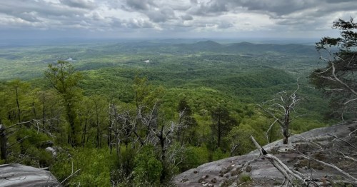 A viewpoint from the Pinnacle Mountain Trail, a South Carolina hiking trail.