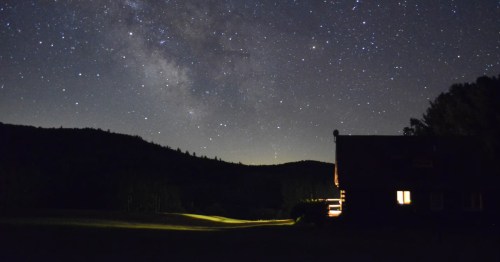 Vermont cabin with star-filled night sky
