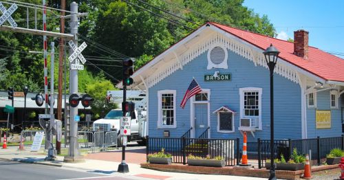 Bryson City train station and crossing