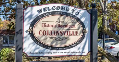 A sign that says "Welcome to Collinsville"