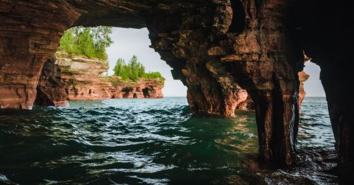 View of caves on lake state park