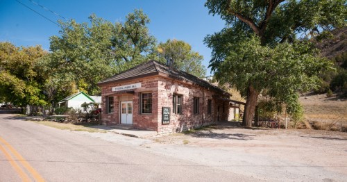 A historic church sits along a quiet street in Hartville, the oldest incorporated town in Wyoming.