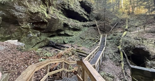 An elevated trail leading to Rock House