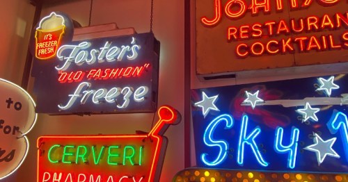 Various neon light signs at the American Sign Museum