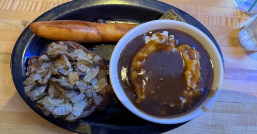 View of mushroom soup plate