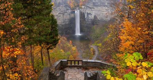 Over the overlook at Taughannock Falls in the Finger Lakes