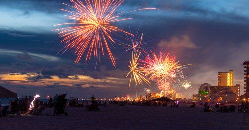 Fireworks at the beach in Panama City Beach, Florida