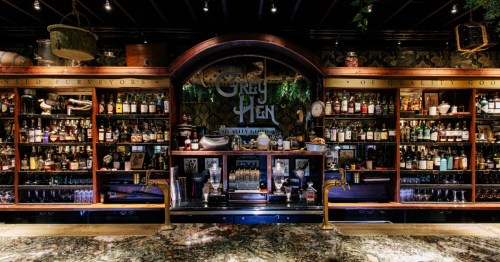 interior of the grey hen rx, a themed bar and restuarant at the century grand venue in phoenix arizona
