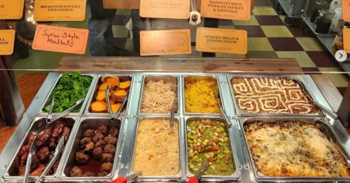 hot bar buffet at Zabby & Elf's Stone Soup in burlington Vermont