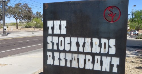 sign for the stockyards restuarant, a landmark steakhouse in phoenix arizona