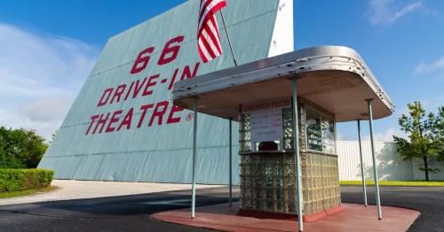 The historical 66 Drive-In, opened in 1949, on Route 66 in Carthage, Missouri, USA.