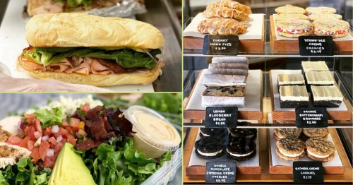 Deli sandwiches, salads, and homemade desserts at a tasty deli in Ohio.