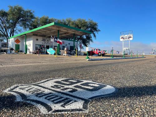 Dream Maker Station marks the midway point of Route 66 in Adrian Texas