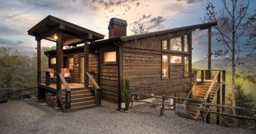 A cozy cabin in Georgia looking over the Blue Ridge Mountains.