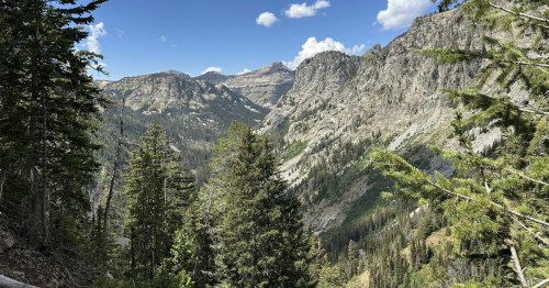 The rugged Teton Mountains stand boldly in the distance as seen from Wyoming's Static Peak.