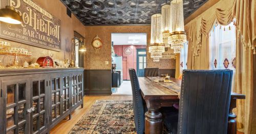 A Prohibition-era themed dining room