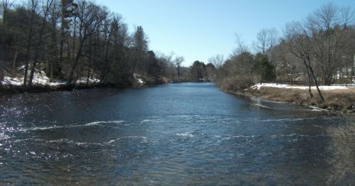 A river running through a community in New Hampshire.