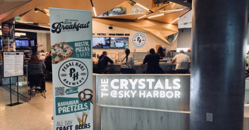 exterior shot of the pedal haus brewery located inside phoenix sky harbor's terminal 4