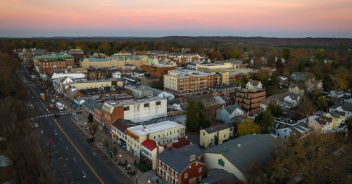 Drone sunrise over Princeton, NJ
