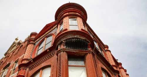 detail shot of the Crawford County Bank Building in Van Buren Arkansas