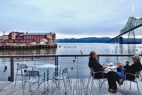 Diners sit on the outdoor patio at Bridgewater Bistro